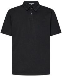 James Perse - Tops ,Zwart ,Katoen Houtskool Suede Jersey Polo Shirt - Lyst