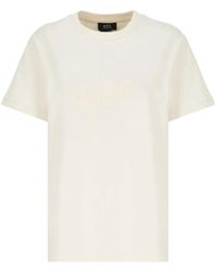 A.P.C. - Tops ,Katoen Katoenen T-Shirt Met Geborduurd Logo - Lyst