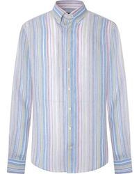 Hackett - Overhemden ,Veelkleurig ,Linnen Pastel Linen Shirt - Lyst