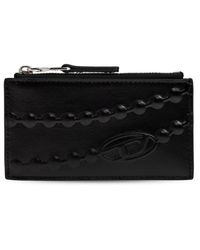 DIESEL - Accessoires ,Zwart ,Leer Pc Monogram Kaarthouder - Lyst