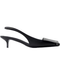 Courreges - Schoenen ,Zwart ,Leer Fold Leren Slingbacks - Lyst