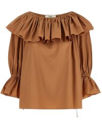 Chloé - Overhemden ,Katoen Katoenen Blouse Met Ruffles - Lyst