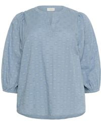 Kaffe - Bluse Mit 3/4-Ärmeln Und V-Ausschnitt - Lyst