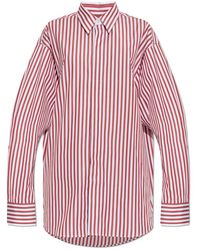 Ami Paris - Oversized Gestreept Katoenen Overhemd - Lyst
