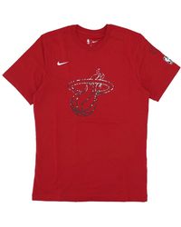Nike - Fitness ,Rood ,Katoen Miami Heat City Connect Tee - Lyst