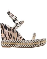 Christian Louboutin - Rosa Leopardenmuster Keilsandalen - Lyst