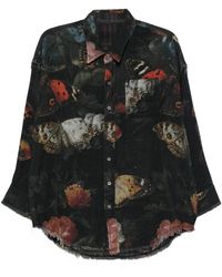 R13 - Reversible Shredded Seam Drop Neck Hemd - Lyst