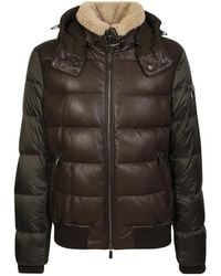 Moorer - Jassen ,Bruin ,Bruin Leren Donsjack Aw 23 - Lyst
