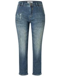 M·a·c - Jeans ,Blauw ,Katoen Groene Destroyed Wash Slim-Fit Jeans - Lyst