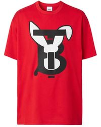 Burberry - Baumwoll logo print t-shirt top - Lyst