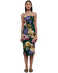Dolce & Gabbana - Abito midi in cotone con stampa floreale - Lyst