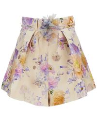Zimmermann - Korte Broeken ,Veelkleurig ,Katoen Luna Tuck Short - Lyst