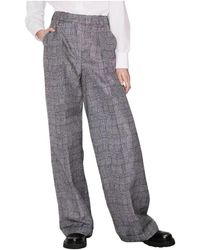 KENZO - Broeken ,Grijs ,Wide Leg Plaid Broek - Lyst