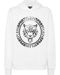 Philipp Plein - Fitness ,Wit ,Katoen Hooded Sweatshirt Carbon Tiger - Lyst