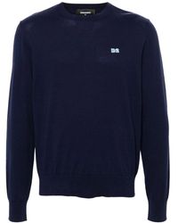 DSquared² - Marine Wollpullover Mit Logopatch - Lyst