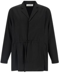 Kiko Kostadinov - Jassen ,Zwart ,Wol Laan Gekreukelde Blazer - Lyst