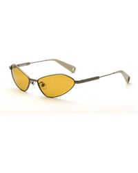 Jacquemus - Accessoires ,Grijs ,Elegante Ovale Metalen Zonnebril Amber Lens - Lyst