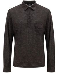 Corneliani - Langarm dunkelgrauer wollpullover - Lyst