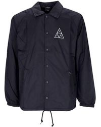 Huf - Jassen ,Zwart ,Polyester Zwarte Essentials Coaches Jack Waterafstotend - Lyst