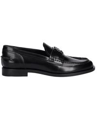 MSGM - Schoenen ,Zwart ,Leer Loafers Met Letterapplicatie - Lyst
