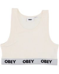 Obey - Rib Tank Top Met Logo Elastiek - Lyst