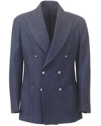 Barba Napoli - Jassen ,Blauw ,Wol Dubbelborstige Winterjas - Lyst