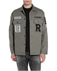 Replay - Overhemden ,Groen ,Katoen Overshirt Met Patch En Logo - Lyst