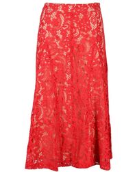 Semicouture - Rokken ,Rood ,Katoen Lange Rok Met Rits, Geen Zakken - Lyst
