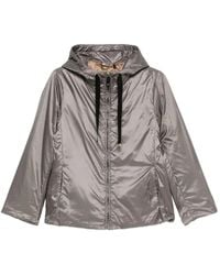 Max Mara - Jassen ,Grijs ,Wol Gevoerde Waterafstotende Canvas Jack Met Capuchon - Lyst