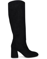 Stuart Weitzman - Schwarze Fareblock Wildleder Stiefel Mit Absatz - Lyst