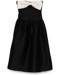 Self-Portrait - Trägerloses schwarzes kleid mit taschen - Lyst