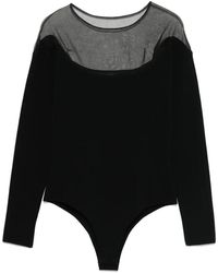 Mugler - Tops ,Zwart ,Polyester Stijlvolle Bodysuit Met Lange Mouwen - Lyst