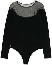 Mugler - Tops ,Zwart ,Polyester Stijlvolle Bodysuit Met Lange Mouwen - Lyst