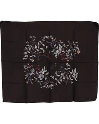 Dolce & Gabbana - Sciarpa RRP 100% seta marrone con stampa di uccelli 80 cm x 95 cm - Lyst