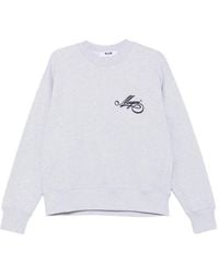 MSGM - Hoodies & Sweatvesten ,Grijs ,Katoen Jersey Sweatshirt Met Ronde Hals En Cursief Logo - Lyst