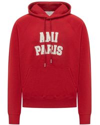 Ami Paris - Katoenen Hoodie Met Viltborduurwerk - Lyst