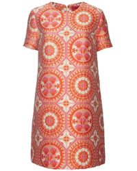 La DoubleJ - Kleedjes ,Oranje ,Katoen Sun Jacquard Mini Swing Jurk - Lyst