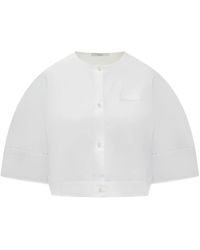 Givenchy - Overhemden ,Wit ,Katoen Cropped Shirt - Lyst
