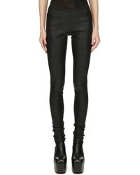 Rick Owens - Broeken ,Zwart ,Katoen Zwarte Leren Stretch Leggings - Lyst