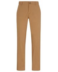 BOSS - Broeken ,Bruin ,Katoen Stretch Katoenen Chino Broeken - Lyst