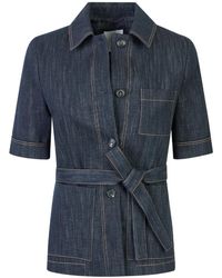 Eleventy - Jassen ,Blauw ,Katoen Jacket Met Korte Mouwen - Lyst