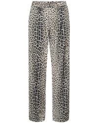 Karmamia - Broeken ,Bruin ,Polyester Luipaardprint Straight-Leg Broek Lou 2122 - Lyst