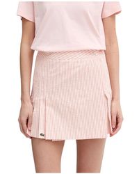 Lacoste - Rokken ,Roze ,Katoen Korte Seersucker Wikkelrok - Lyst