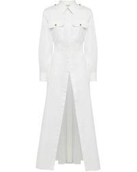 Alexander McQueen - Vestido maxi camisa blanco con cuello clásico - Lyst