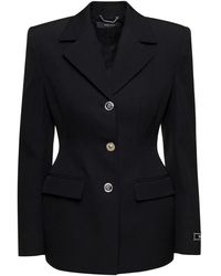 Versace - Jassen ,Zwart ,Wol Zwarte Blazer Jassen - Lyst