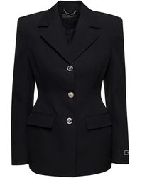 Versace - Jassen ,Zwart ,Wol Zwarte Blazer Jassen - Lyst