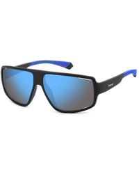 Polaroid - Matt Schwarz/Blau Verspiegelte Sonnenbrille - Lyst