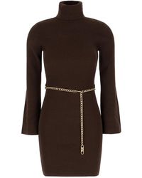 Michael Kors - Geribbelde Mini-Jurk Met Col - Lyst
