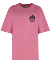 Bluemarble - Tops ,Roze ,Katoen Geribbelde Crew-Neck T-Shirt - Lyst