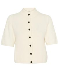 Gestuz - Truien & Vesten ,Kort Ivoorkleurig Vest Met Hoge Hals - Lyst